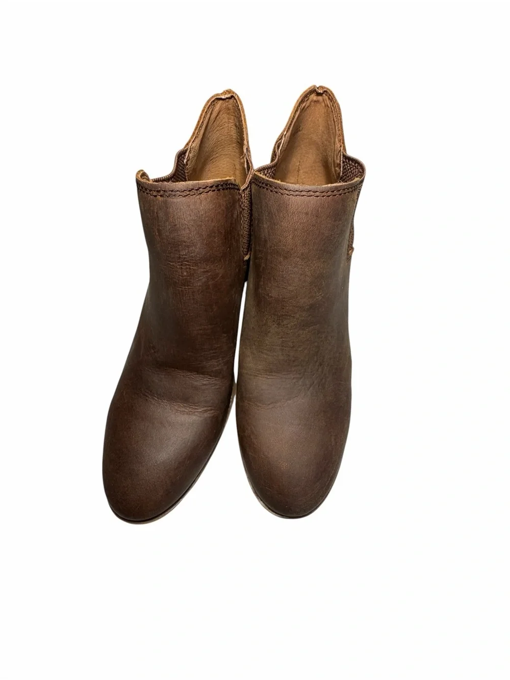 B.O.C Brown Leather Western Ankle Booties - Womens 8
